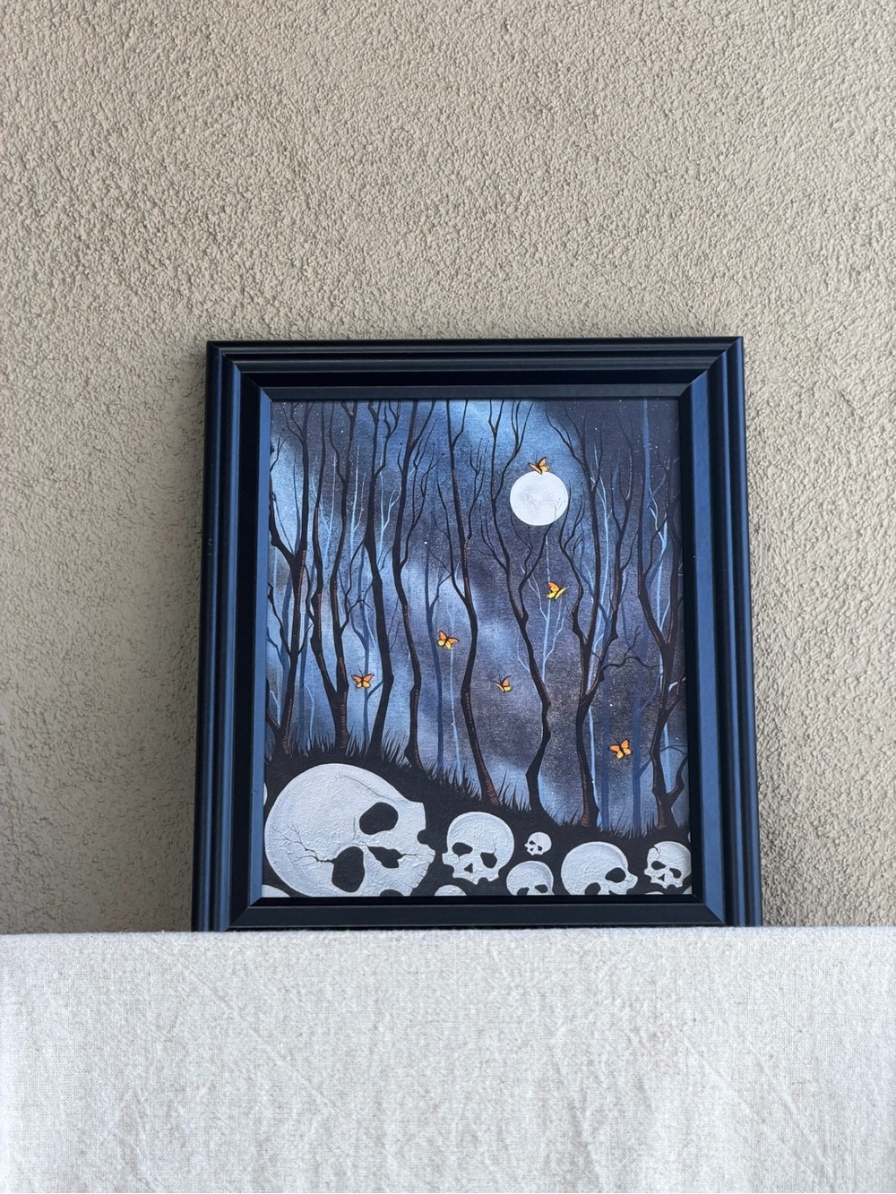 Skull Haunted Forest Butterflies Moon Framed Halloween Art Print 8x10 Whimsigoth